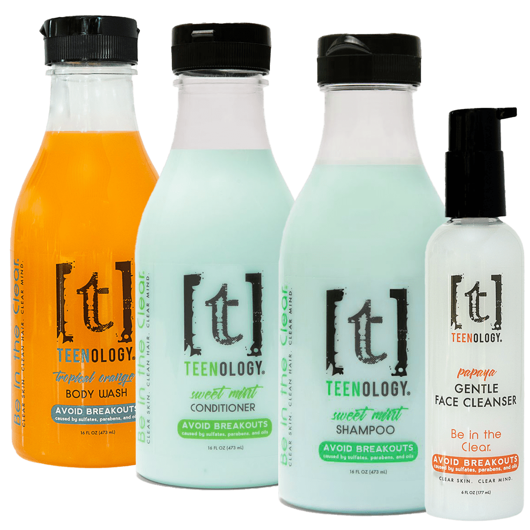 Teen Acne Deluxe Clear Start Kit | Shampoo + Conditioner + Body Wash + Face Cleanser - Save 20%