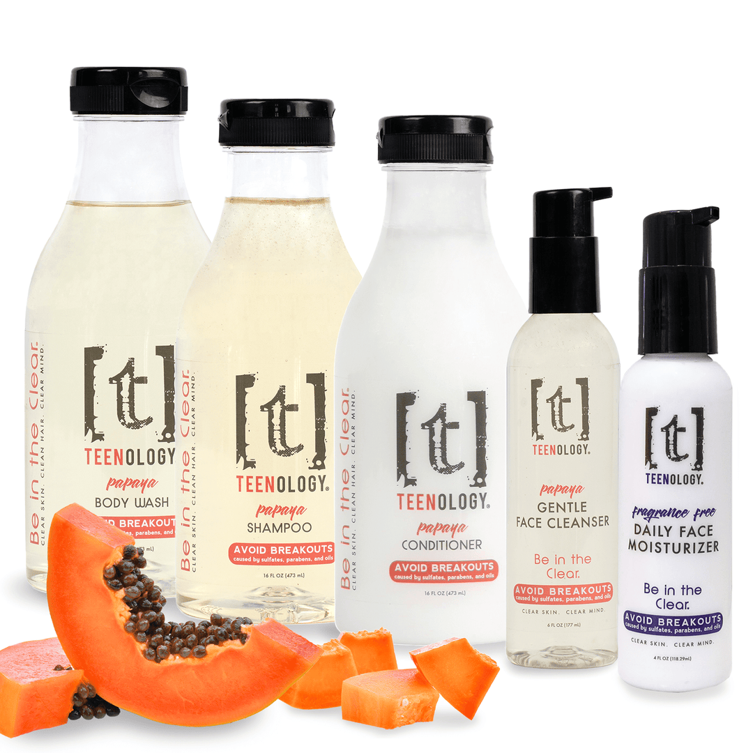 Teen Acne Total Body Care Kit | Shampoo + Conditioner + Body Wash + Face Cleanser + Face Moisturizer - Save 25%